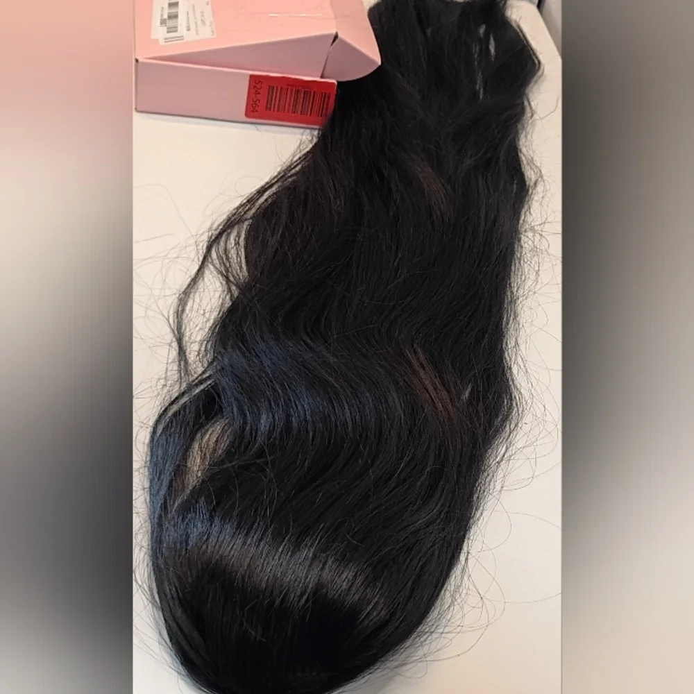 32” Long Straight Black‎ Ponytail — Drawstring Clip-In Extension Heat Resistant